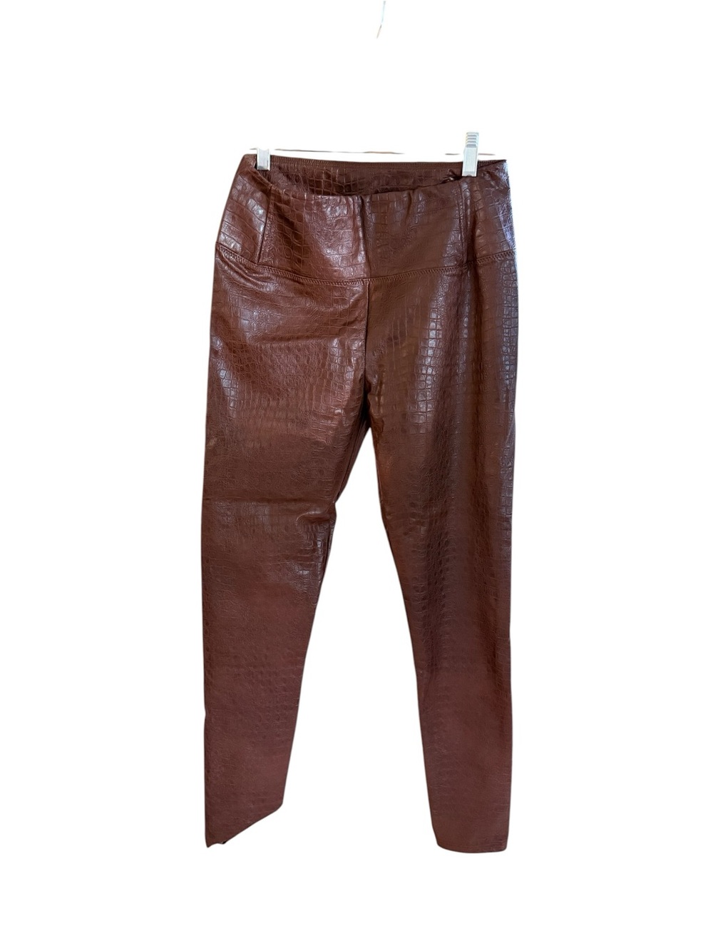 7 For All Mankind Crocodile Embossed Faux Leather Leggings - Brown
